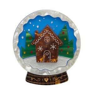 Erstwilder Season’s Greeting Brooch Rare Christmas Snowglobe